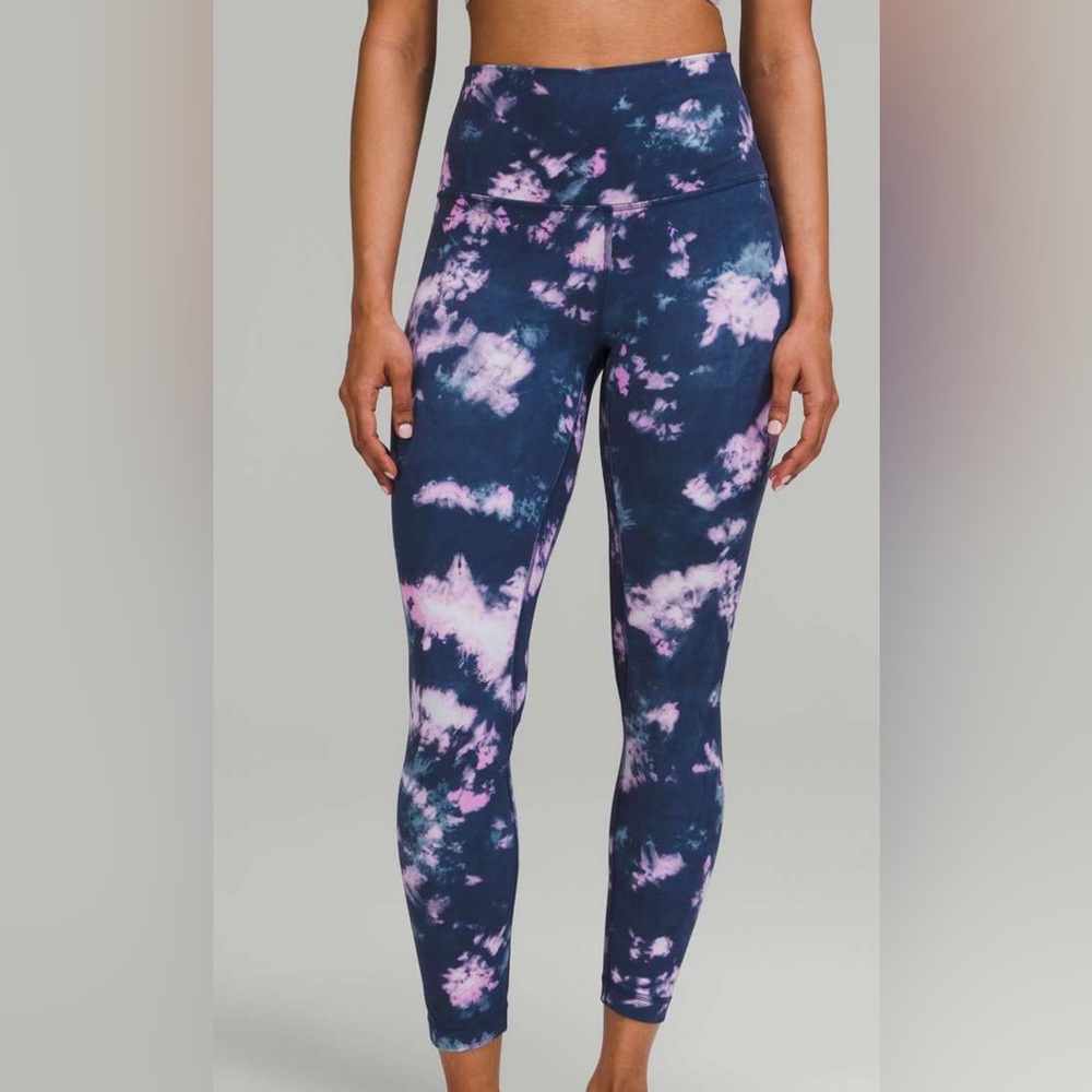 Lululemon Align high rise, pant, 25” inseam. Tie dye blue/pink.  Size 4- EUC